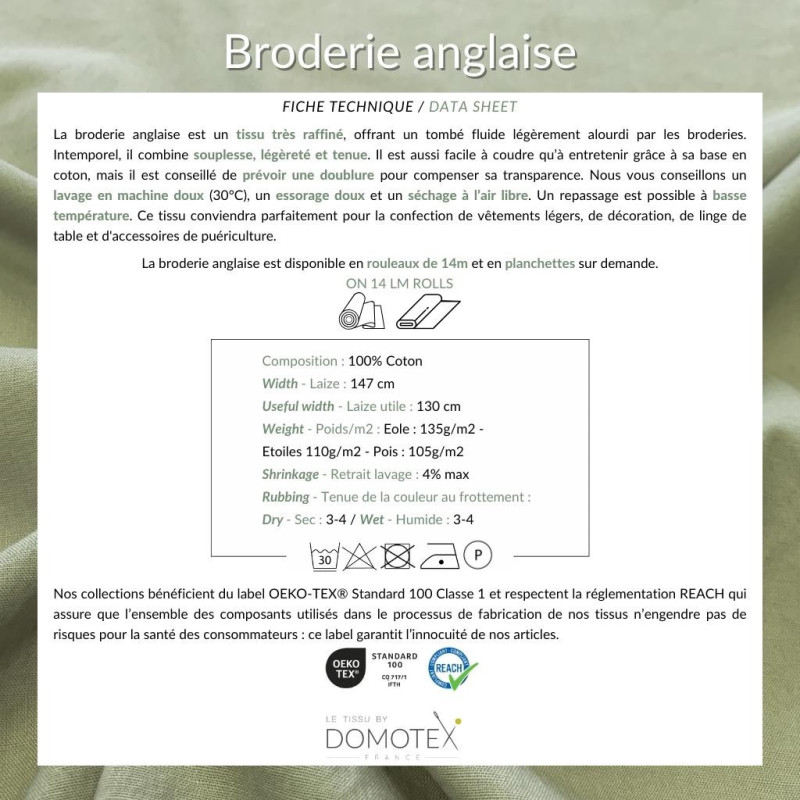 Algodón con bordado inglés BA-ETOILES Blanco / Blanco